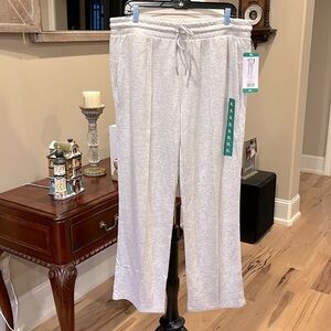 Danskin Scuba Straight Leg Pants Oatmeal Heather Drawstring Knit Sweatpants XL